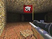 Two corridors in the basement lead into a larger flag room